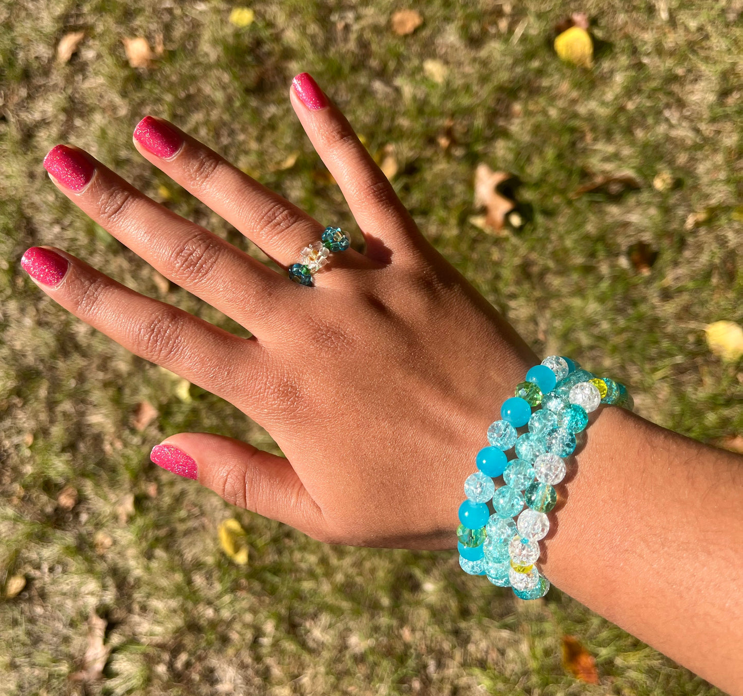 Iced Cracked Forget Me Not Set