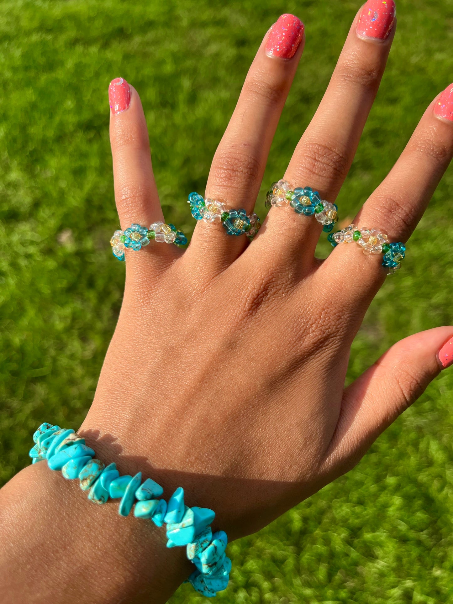Flower Bead Rings