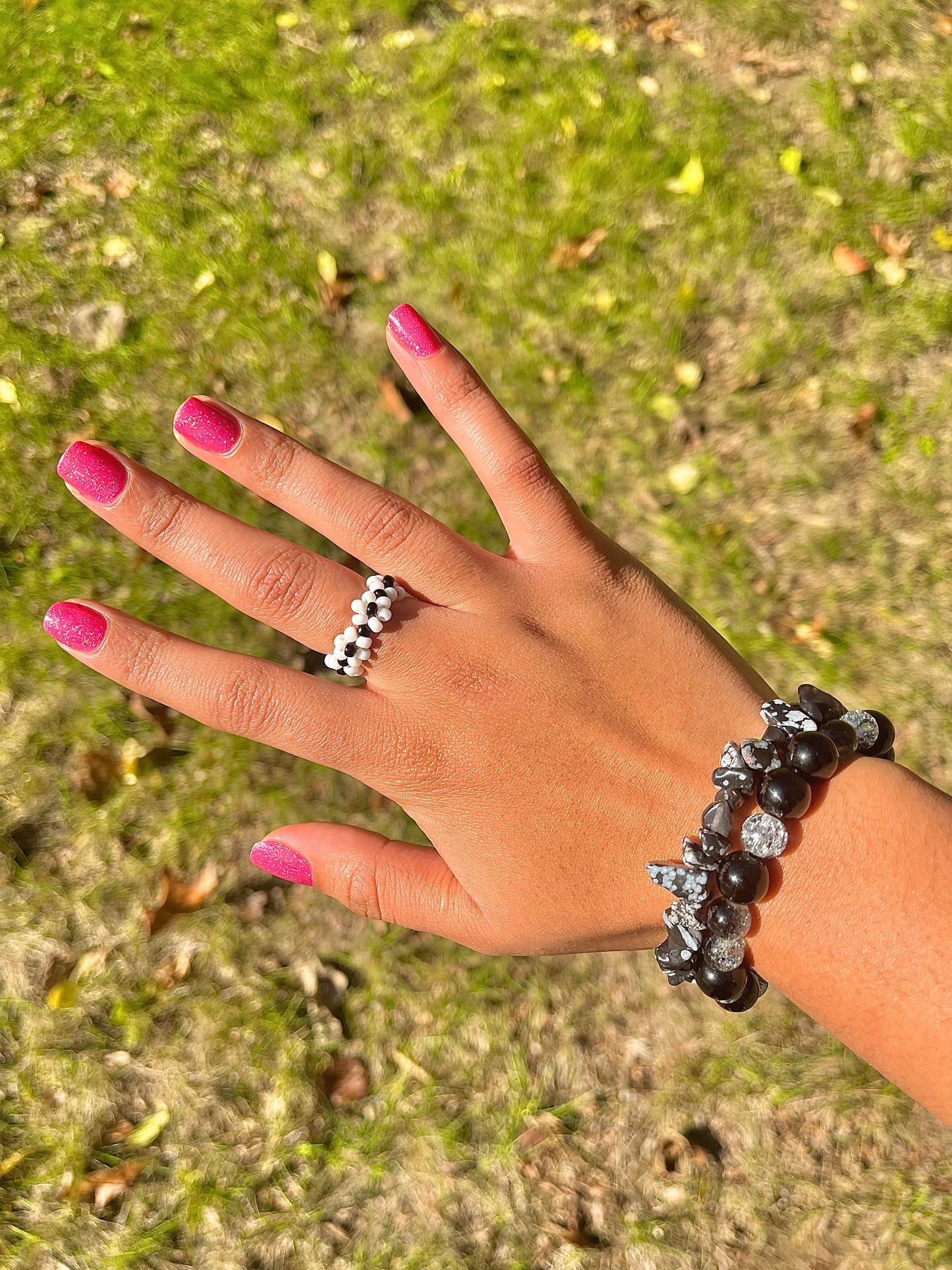 Speckled Dalmatian Bracelet and Ring Set
